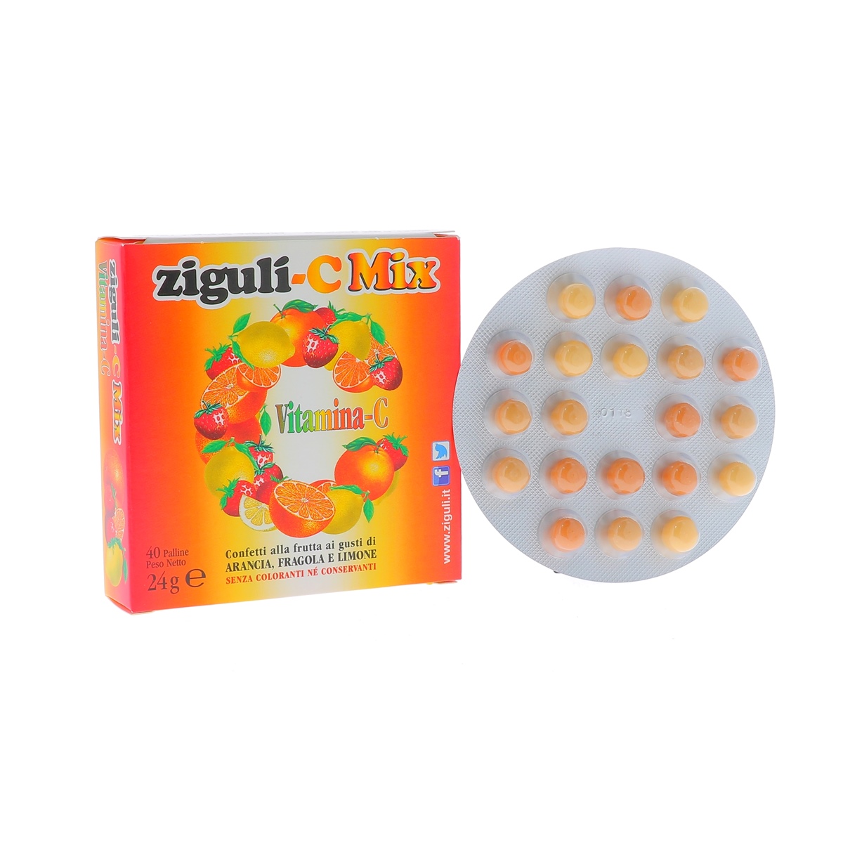 Zigulì C Mix integratore di vitamina C gusti arancia fragola e limone 40  palline