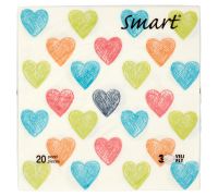 Smart tovaglioli 3 veli decorati cuori 33 x 33cm 20 pezzi