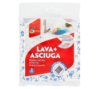 Super5 Lava + Asciuga panno cucina in microfibra effetto igienizzante 35 x 35cm 3 pezzi