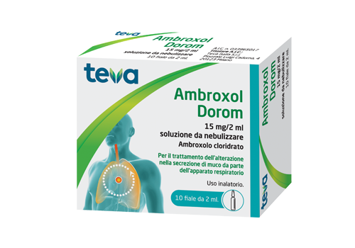 Ambroxol Teva Dorom 15mg/2ml mucolitico soluzione da nebulizzare 10 fiale 2ml