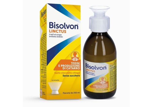 Bisolvon Linctus 4mg/5ml mucolitico gusto cioccolato-ciliegia sciroppo 250ml