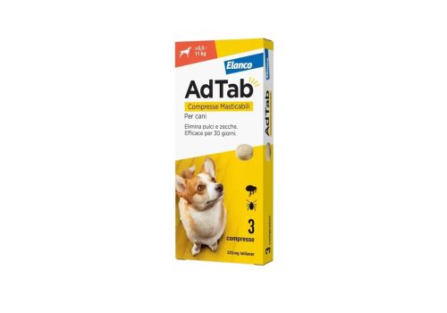 AdTab 225mg antipulci e antizecche per cani 5,5-11Kg 3 compresse masticabili