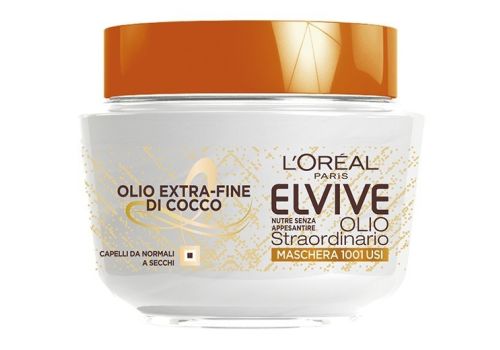 Elvive Olio Straordinario Maschera 1001 Usi Olio Extra-Fine di Cocco per Capelli da Normali a Secchi 300ml