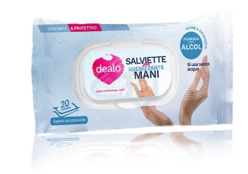 Dealo Salviette Igienizzanti Mani con Alcool 20 Salviette 