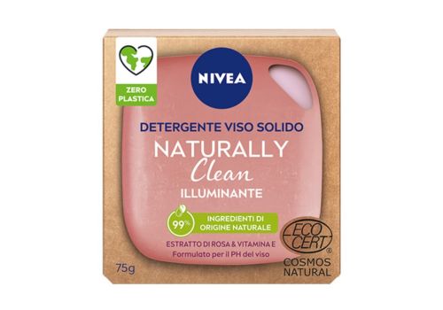 Nivea Viso Detergente Solido Naturally Clean Illuminante Estratto Di Rose & Vitamine E 75 Grammi