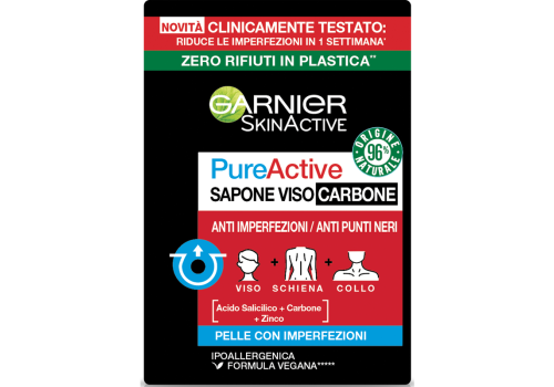 Garnier Skin Active Skin Pure Sapone Viso al Carbone per pelle con imperfezioni 100 grammi