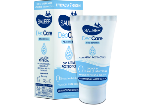 Sauber DeoCare Pelli Sensibili Con Attivi Postbiotici Senza Sali d'Alluminio Crema Deodorante 7 Giorni 35ml