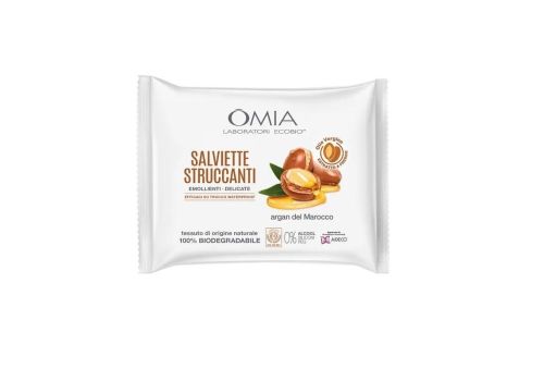 Omia Salviette Struccanti Emollienti Delicate Viso con Olio di Argan del Marocco per Trucco Waterproof 20 Salviette