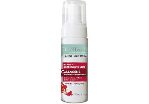 Clinians Antirughe Repair Mousse Detergente Viso Collagene ed Estratto Di Melograno 150ml