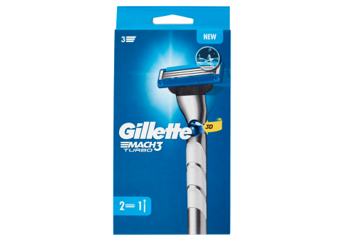 Gillette Mach3 Turbo 1 Manico + 2 testine di ricambio