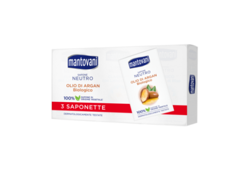 Mantovani Sapone Neutro Con Olio Di Argan Biologico 3 Saponette da 90 grammi