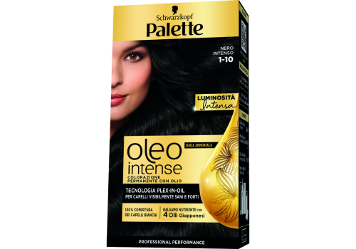 Palette Oleo Intense Colorazione Permanente con Olio Senza Ammoniaca 1.10 Nero Intenso