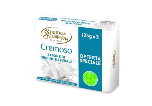 Spuma di Sciampagna Cremoso Sapone con Antibatterico di Origine Naturale 2 Saponette da 125 grammi