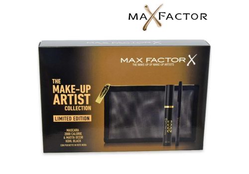 Max Factor The Make-Up Artist Collection Limited Edition Kit con Mascara 2000 Calorie e Matita Occhi Kohl Black + Pochette in Pelle Nera