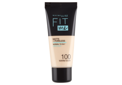 Maybelline New York Fit Me matte + poreless 100 warm ivory fondotinta finish opacizzante 30ml