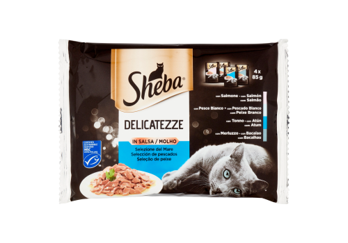 Sheba Delicatezze selezione del mare in salsa per gatto 4 x 85 grammi