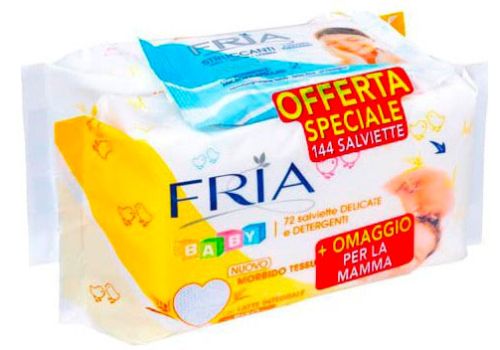 Fria Baby Salviettine Umidificate Delicate e Detergenti 144 salviette + Omaggio Salviette Struccanti Mamma 10 salviette