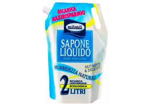 Mil Mil Sapone Liquido per Mani Viso e Corpo Nutriente E Delicato Ricarica 2 litri