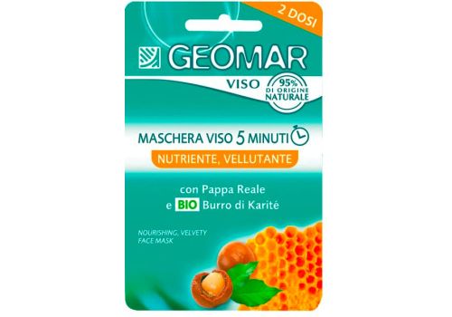 Geomar Maschera Viso 5 Minuti Nutriente e Vellutante con Burro Di Karitè Bio e Pappa Reale 2 Dosi