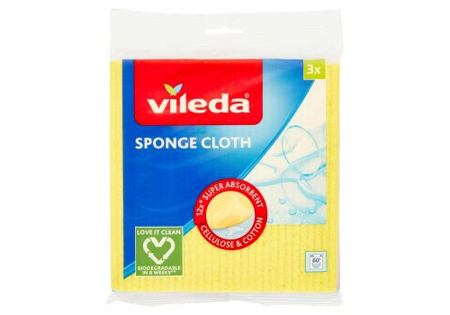 Vileda Sponge Cloth panno spugna 100% naturale biodegradabile 3 pezzi