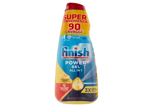 Finish Power Gel lavastoviglie detersivo liuido per i piatti limone 90 lavaggi 3 x 600ml