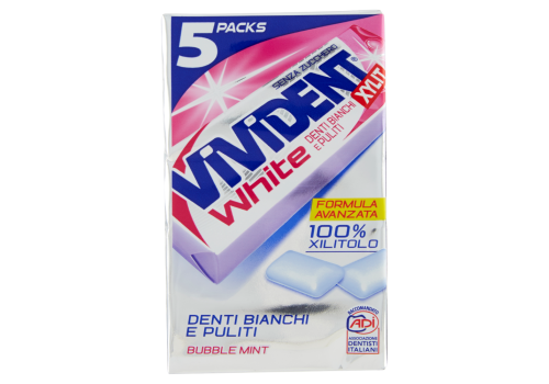 Vivident Xylit white bubble mint chewing gum 5 packs x 67,5 grammi