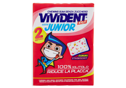 Vivident Xylit gusto junior banana strawberry chewing gum 2 x 30 grammi