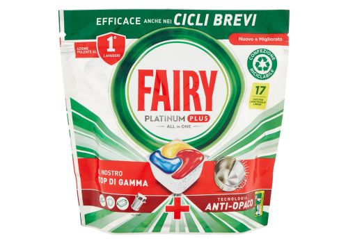 Fairy Platinum Plus lavastoviglie detersivo per piatti anti-opaco limone 17 capsule 264 grammi