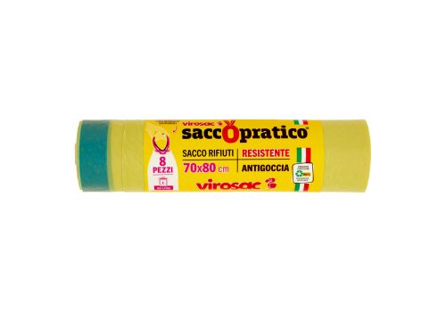 Virosac Saccopratico sacco rifiuti resistente antigoccia 70 x 80cm 80 litri large 8 pezzi