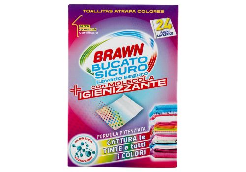 Brawn Bucato Sicuro con Molecola Igienizzante panni lavatrice cattura tinte e colori 24 pezzi