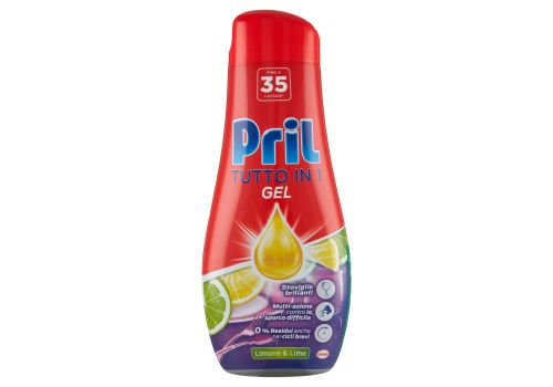 Pril tutto in 1 gel lavastoviglie detersivo liquido per i piatti limone 630ml