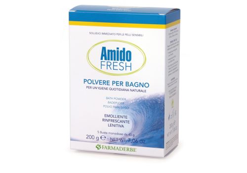 Amido Fresh polvere da bagno emolliente rinfrescante lenitiva 5 buste monodose 200 grammi