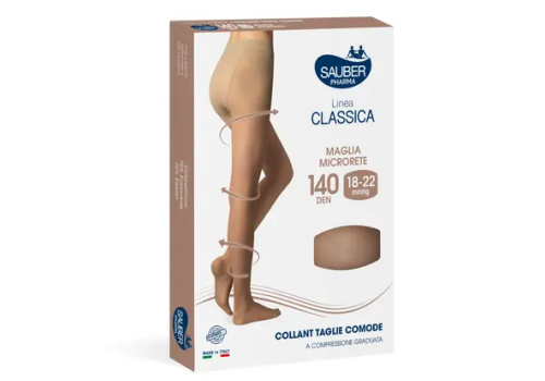 Sauber linea classica 18-22 mmhg collant microrete taglie comode 140 denari colore neutro beige taglia 3