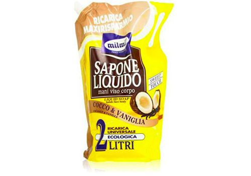 Mil Mil Sapone Liquido mani viso e corpo Cocco e Vaniglia Ricarica 2 litri