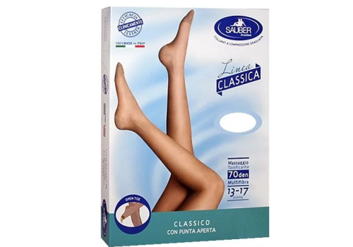 Sauber linea classica 13-17 mmhg collant microrete a punta aperta 70 denari colore medio taglia 3