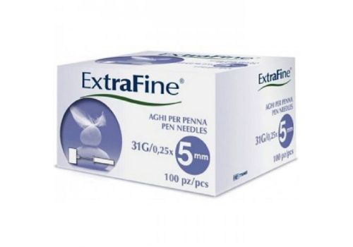 Extrafine ago per penna da insulina G31 5mm 100 pezzi