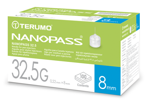 Nanopass ago per penna da insulina G32,5 8mm 100 pezzi