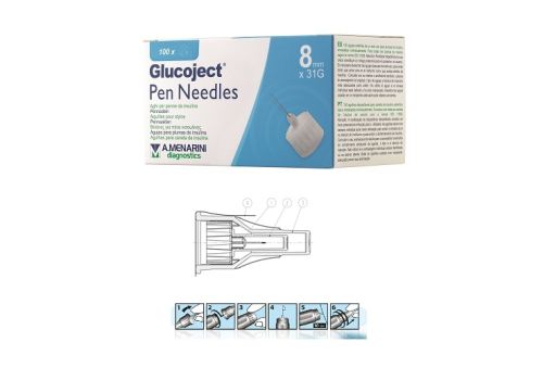 Glucoject ago penna g31 8mm 100 pezzi