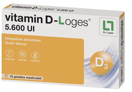 Vitamin D-Loges 5.600 UI integratore per ossa e sistema immunitario gusto limone 15 gelatine masticabili