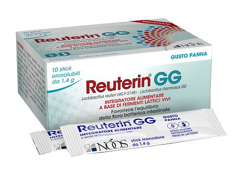 Reuterin GG integratore a base di fermenti lattici vivi gusto panna 10 stick orosolubili