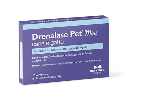 Drenalase Pet Mini Cane Gatto mangime complementare per il drenaggio dei liquidi 20 compresse