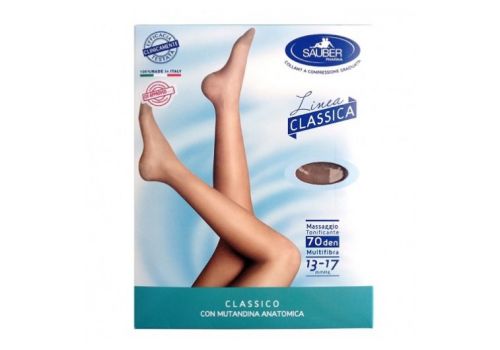 Sauber Linea classica 13-17mmhg collant maglia liscia 70 denari colore neutro beige taglia 1