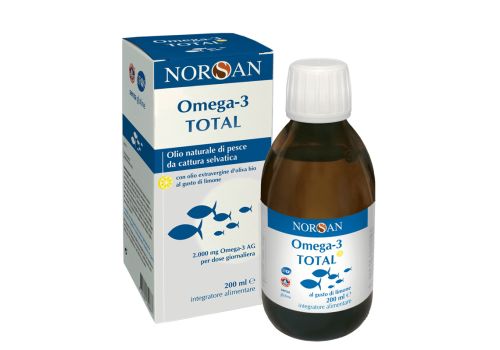 Norsan Omega 3 Total integratore di olio naturale di pesce 200ml gusto limone