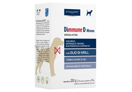 Dimmune D Medium mangime complementare immunostimolante per cani di taglia media 20 bustine