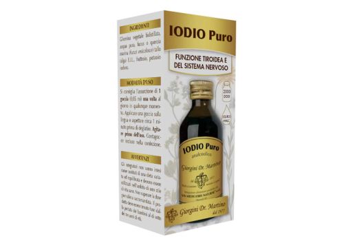 Iodio Puro analcolico integratore per la funzione tiroidea e sistema nervoso 100ml