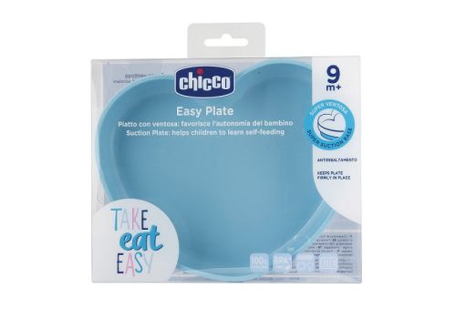 Chicco piatto cuore in silicone con ventosa colore blu