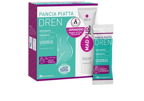 Pancia Piatta Dren integratore drenante gusto frutti di bosco 14 bustine + fango Mad Mud Dren 100ml