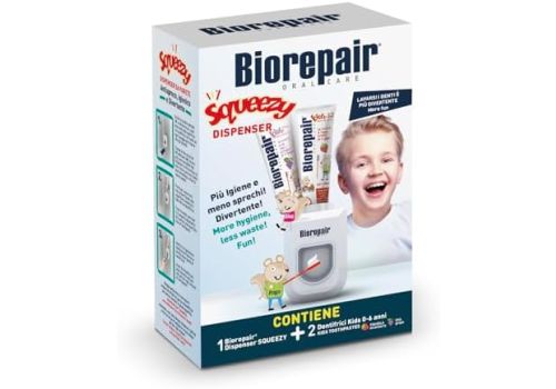 Biorepair Squeezy dispenser + dentifricio bambini 0-6 anni 2 x 50ml