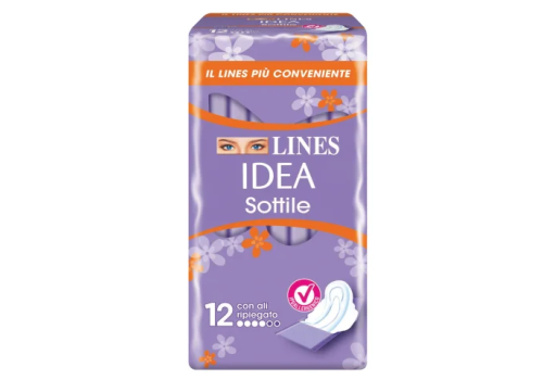 Lines Idea assorbenti sottili ripiegati con ali 12 pezzi