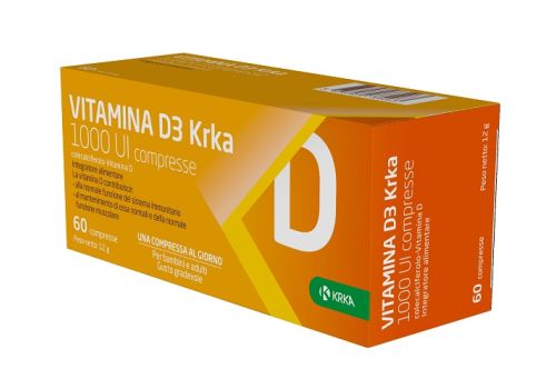 Vitamina D3 Krka 1000 UI integratore per ossa e sistema immunitario 60 compresse